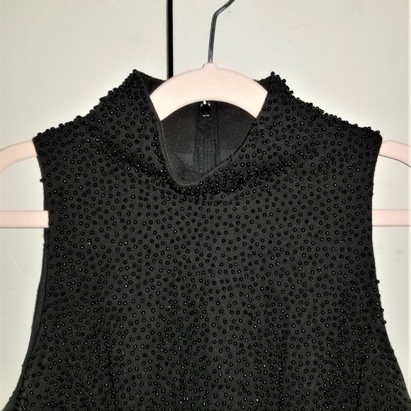 Black Beaded Mock-Neck Top - 8 - Picture 3 of 3